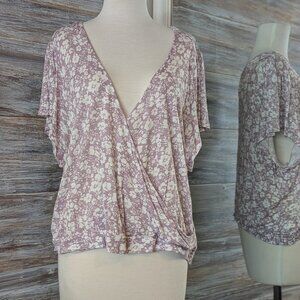 Lucky Brand Top Blouse Faux Wrap Size XL Light Purple